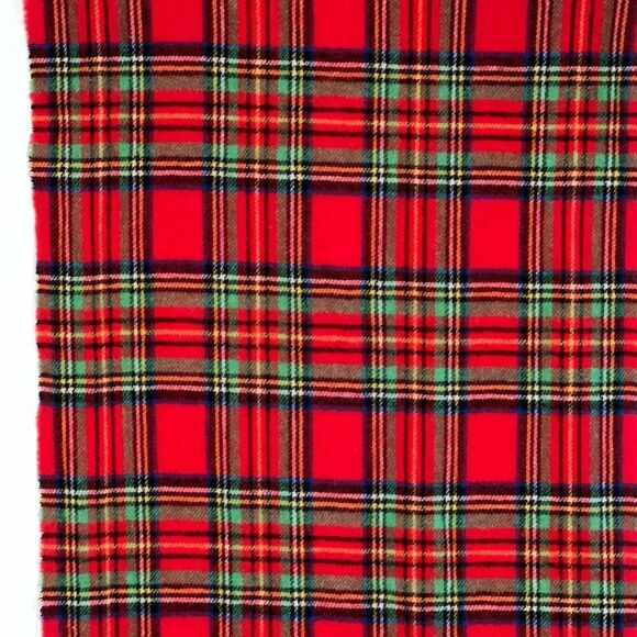 J Crew Wool Scarf Unisex 20X78 Red Plaid CabinCore Classiccore Bohemian Normcore - Picture 6 of 9